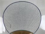 Japanese Fabric Fan Uchiwa Vtg Bamboo Round Paper Traditional Floral Blue U142