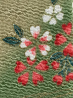 Japanese Fabric Folding Fan Case Vtg Sensubukuro Cherry Blossom Green Red KB75
