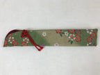 Japanese Fabric Folding Fan Case Vtg Sensubukuro Cherry Blossom Green Red KB75