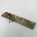 Japanese Fabric Folding Fan Case Vtg Sensubukuro Cherry Blossom Green Red KB75