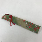 Japanese Fabric Folding Fan Case Vtg Sensubukuro Cherry Blossom Green Red KB75