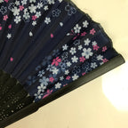 Japanese Fabric Folding Fan Sensu Bamboo Frame Cherry Blossoms Purple 4D829