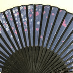 Japanese Fabric Folding Fan Sensu Bamboo Frame Cherry Blossoms Purple 4D829