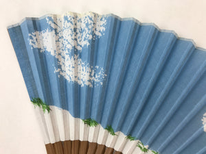 Japanese Fabric Folding Fan Sensu Bamboo Frame Toyota Car Blue Case 4D772