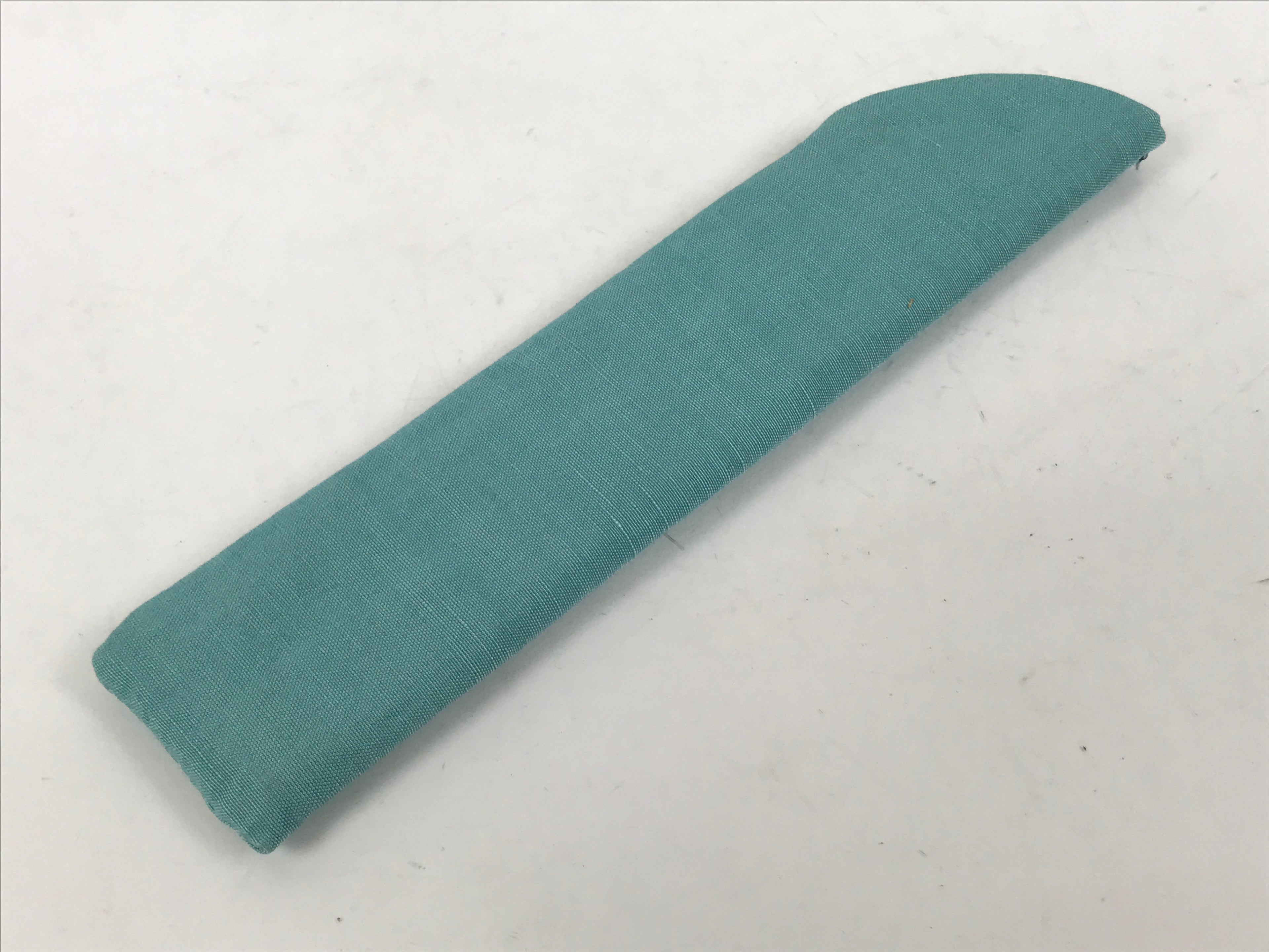 Japanese Fabric Folding Fan Sensu Bamboo Frame Vtg Green Blue w/Case 4D882