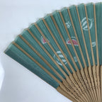 Japanese Fabric Folding Fan Sensu Bamboo Frame Watermelon Suika Green 4D811