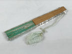 Japanese Fabric Folding Fan Sensu Bamboo Frame White Peacock Bird Green 4D918