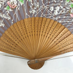 Japanese Fabric Folding Fan Sensu Bamboo Resin Frame Peony Botan Purple 4D836