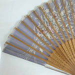 Japanese Fabric Folding Fan Sensu Bamboo Resin Frame Peony Botan Purple 4D836