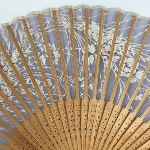 Japanese Fabric Folding Fan Sensu Bamboo Resin Frame Peony Botan Purple 4D836