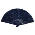 Japanese Fabric Folding Fan Sensu Vtg Bamboo Frame Blue Cherry Blossom Iris 5D5
