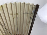 Japanese Fabric Folding Fan Sensu Vtg Bamboo Frame Floral Dragonfly Brown 5D3