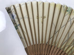 Japanese Fabric Folding Fan Sensu Vtg Bamboo Frame Floral Dragonfly Brown 5D3