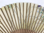 Japanese Fabric Folding Fan Sensu Vtg Bamboo Frame Floral Dragonfly Brown 5D3