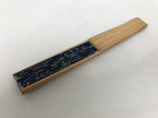 Japanese Fabric Folding Fan Sensu Vtg Bamboo Frame Navy Blue Yellow Flower 4D919