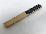 Japanese Fabric Folding Fan Sensu Vtg Bamboo Frame Navy Blue Yellow Flower 4D919