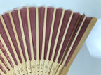 Japanese Fabric Folding Fan Sensu Vtg Bamboo Frame Red Traditional Shippo 4D916