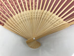 Japanese Fabric Folding Fan Sensu Vtg Bamboo Frame Red Traditional Shippo 4D916