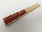 Japanese Fabric Folding Fan Sensu Vtg Bamboo Frame Red Traditional Shippo 4D916