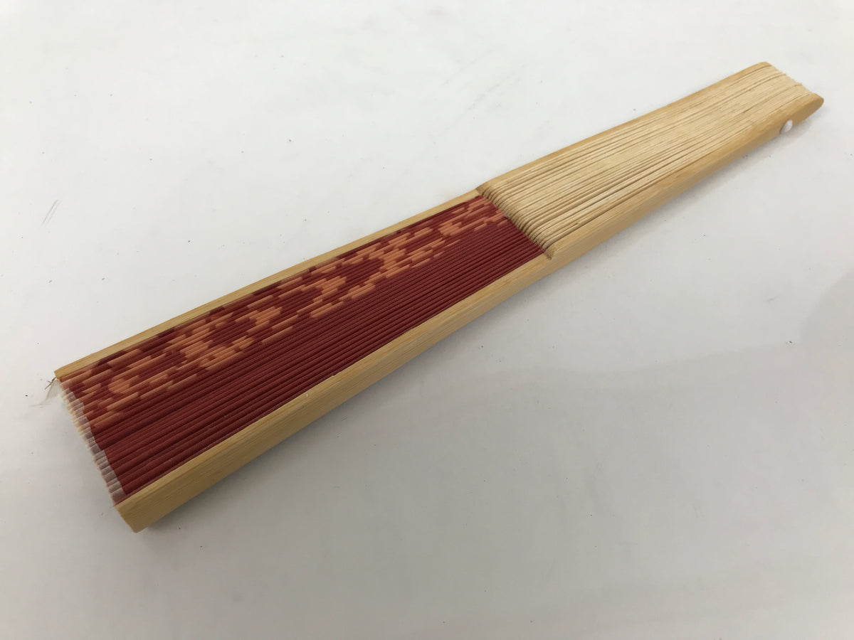 Japanese Fabric Folding Fan Sensu Vtg Bamboo Frame Red Traditional Shippo 4D916