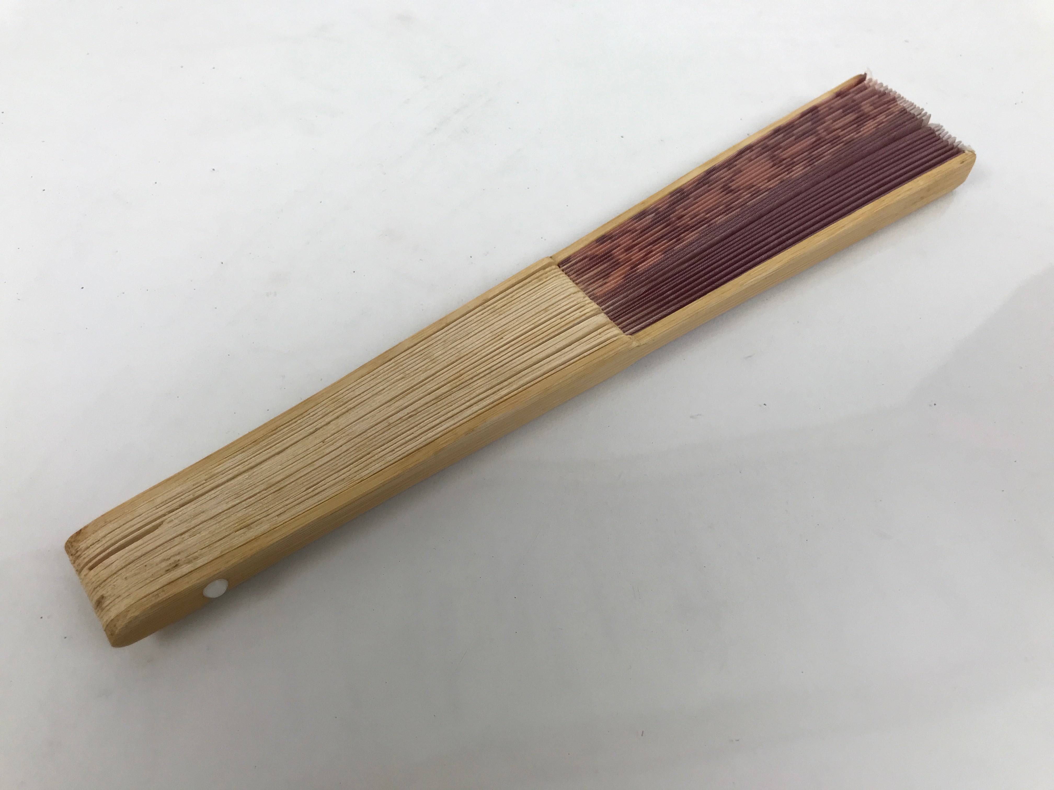 Japanese Fabric Folding Fan Sensu Vtg Bamboo Frame Red Traditional Shippo 4D916