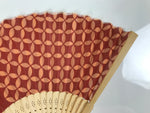 Japanese Fabric Folding Fan Sensu Vtg Bamboo Frame Red Traditional Shippo 4D916
