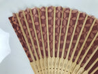 Japanese Fabric Folding Fan Sensu Vtg Bamboo Frame Red Traditional Shippo 4D916