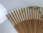 Japanese Fabric Folding Fan Sensu Vtg Bamboo Frame Small Fish Maple Leaf 4D917