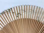 Japanese Fabric Folding Fan Sensu Vtg Bamboo Frame Small Fish Maple Leaf 4D917