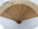 Japanese Fabric Folding Fan Sensu Vtg Bamboo Frame Small Fish Maple Leaf 4D917