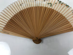 Japanese Fabric Folding Fan Sensu Vtg Bamboo Frame Small Fish Maple Leaf 4D917
