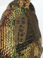 Japanese Fabric Hime Daruma Doll Keychain Phone Strap Amulet Gold Black JK879