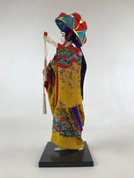 Japanese Fabric Okinawan Ryukyuan Dancer Doll Vtg Silk Kimono Geisha Figure TK48