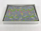 Japanese Fabric Pouch Vtg Light Blue Small Flowers Zipper Kimono Fukuro KB58
