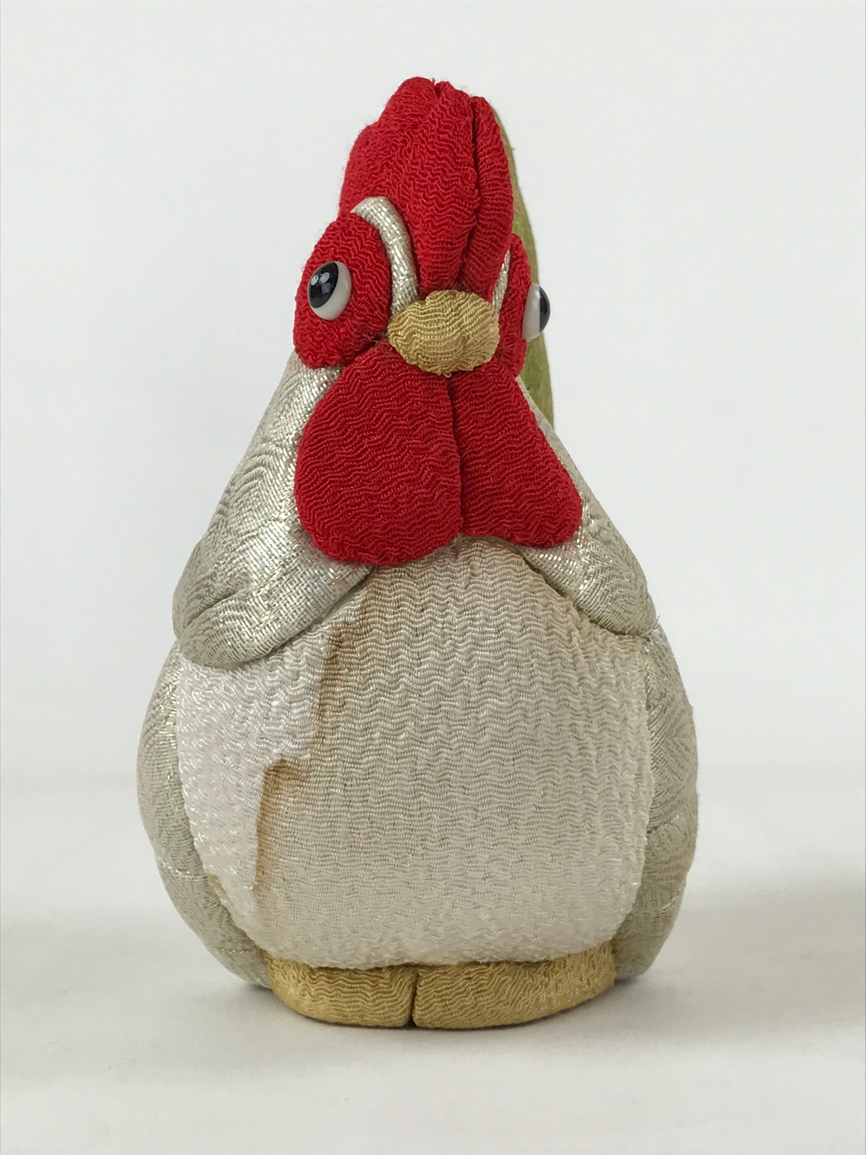 Japanese Fabric Zodiac Rooster Doll Vtg Chirimen Zaiku Traditional Craft BD957