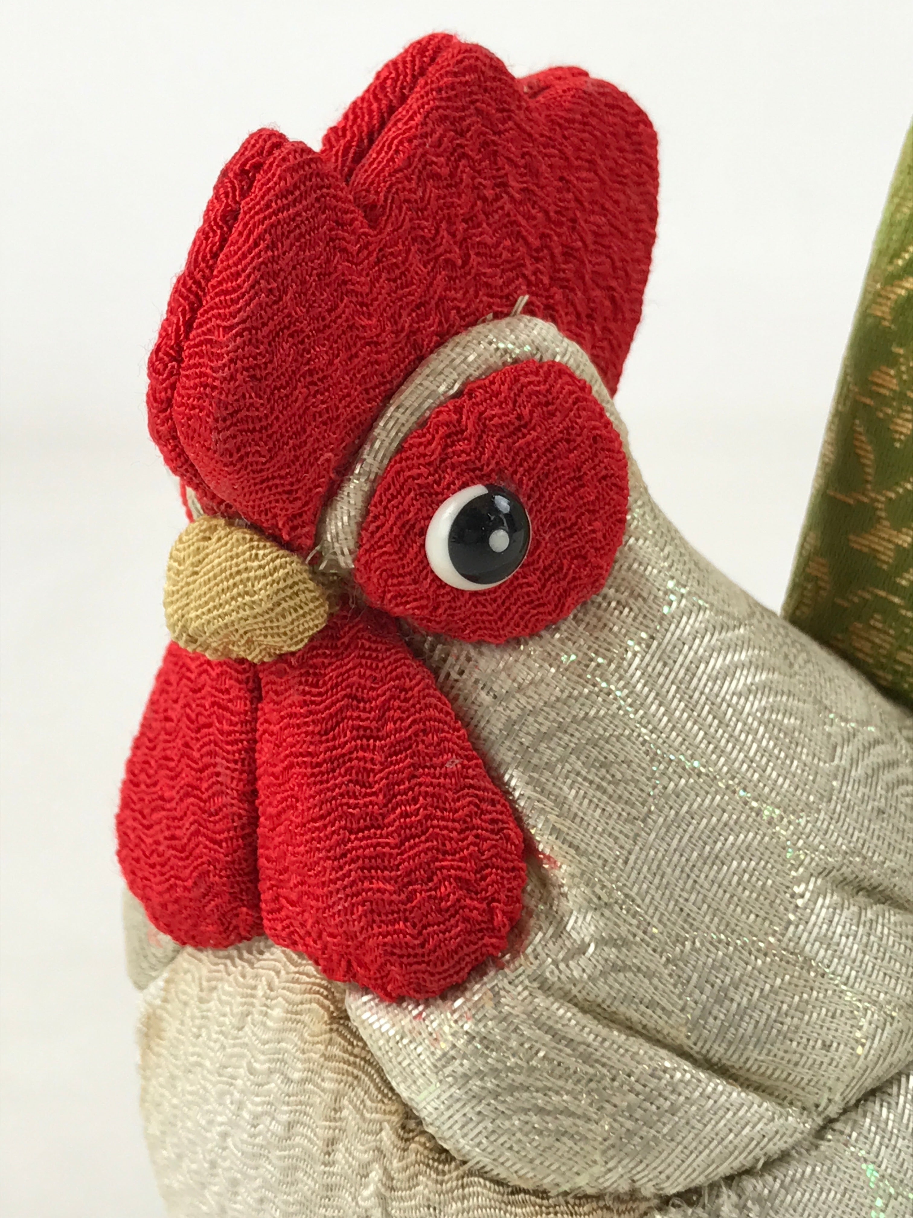Japanese Fabric Zodiac Rooster Doll Vtg Chirimen Zaiku Traditional Craft BD957