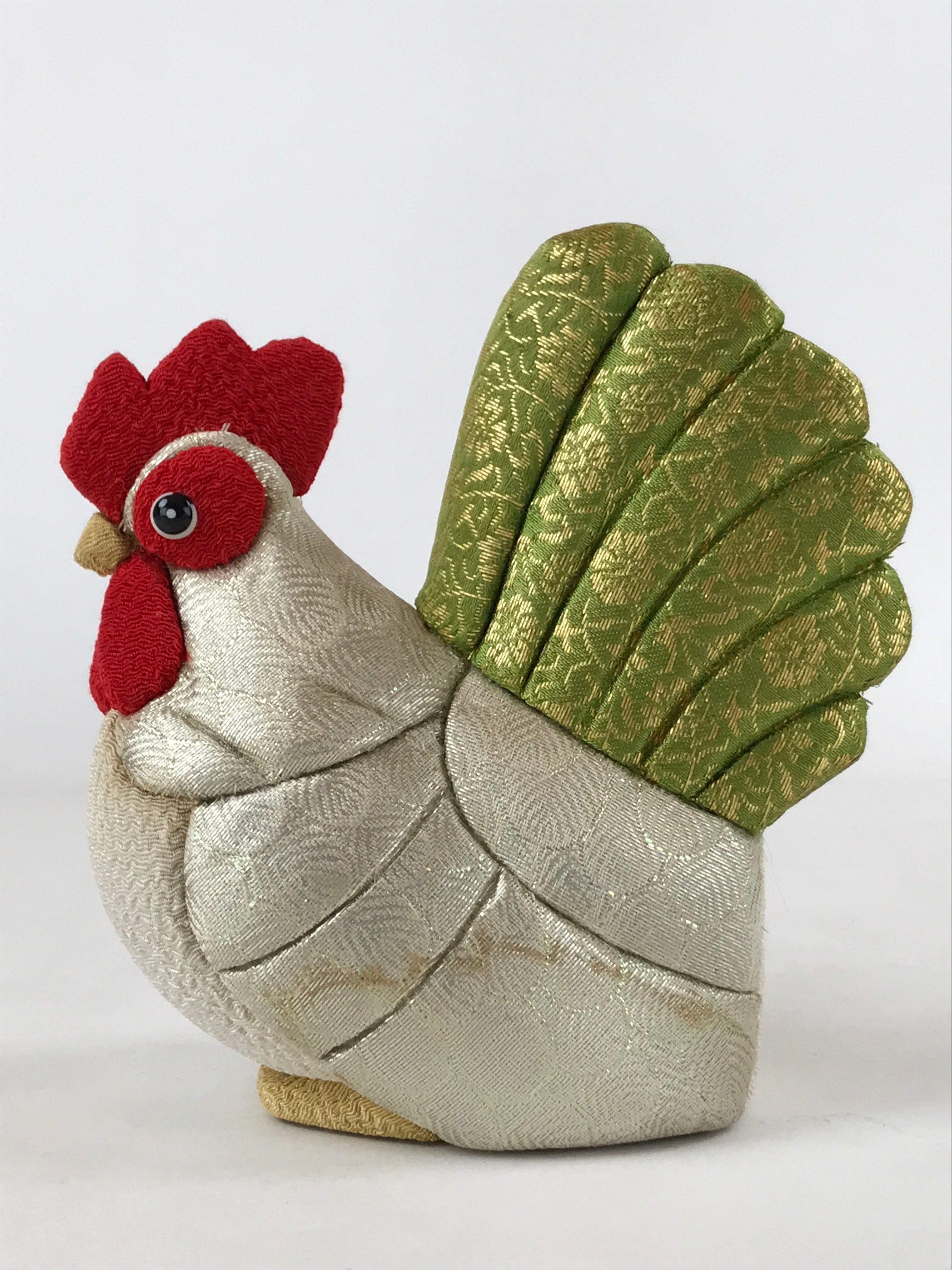 Japanese Fabric Zodiac Rooster Doll Vtg Chirimen Zaiku Traditional Craft BD957