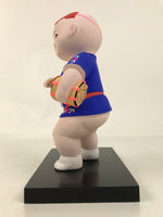 Japanese Festival Child Clay Statue Doll Vtg Hakata Ningyo Happi Kimono PX790