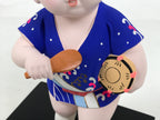 Japanese Festival Child Clay Statue Doll Vtg Hakata Ningyo Happi Kimono PX790
