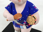 Japanese Festival Child Clay Statue Doll Vtg Hakata Ningyo Happi Kimono PX790