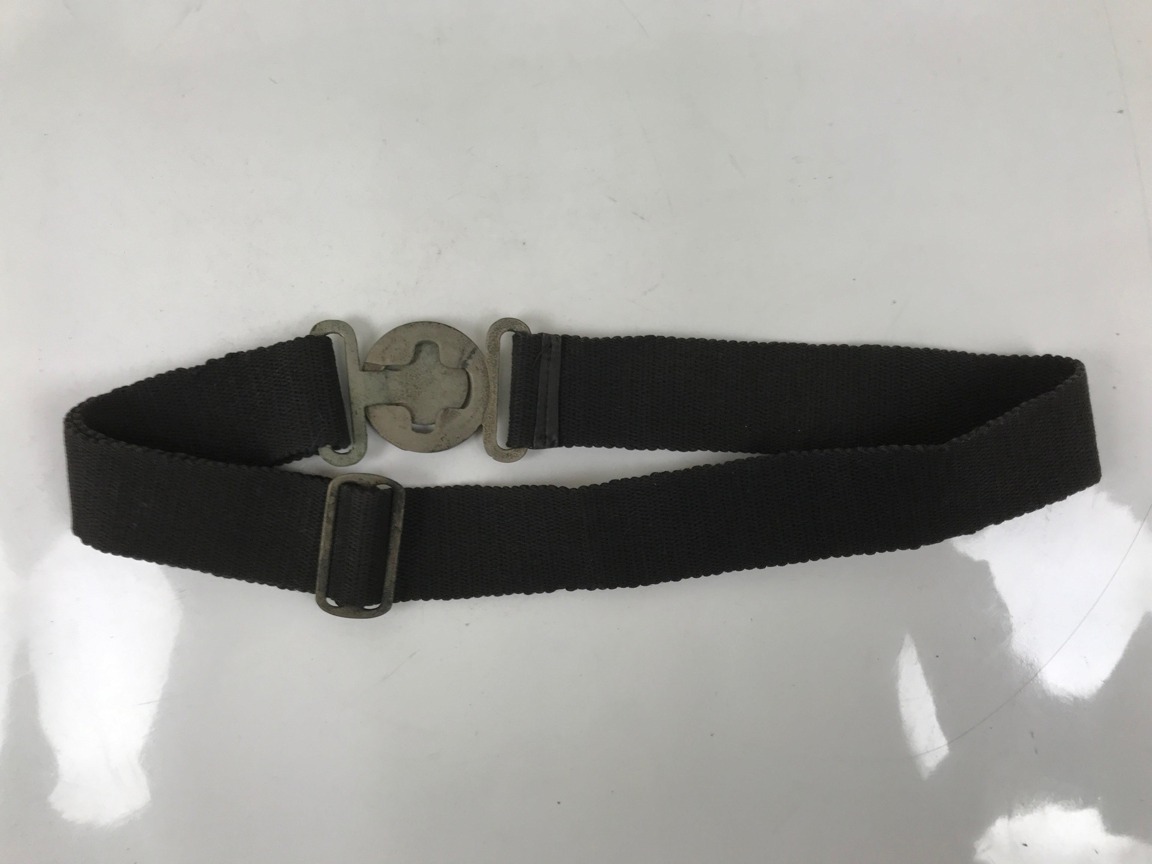 Japanese Firefighter Casual Uniform Belt Vtg Fire Brigade Metal Crest Black MK22