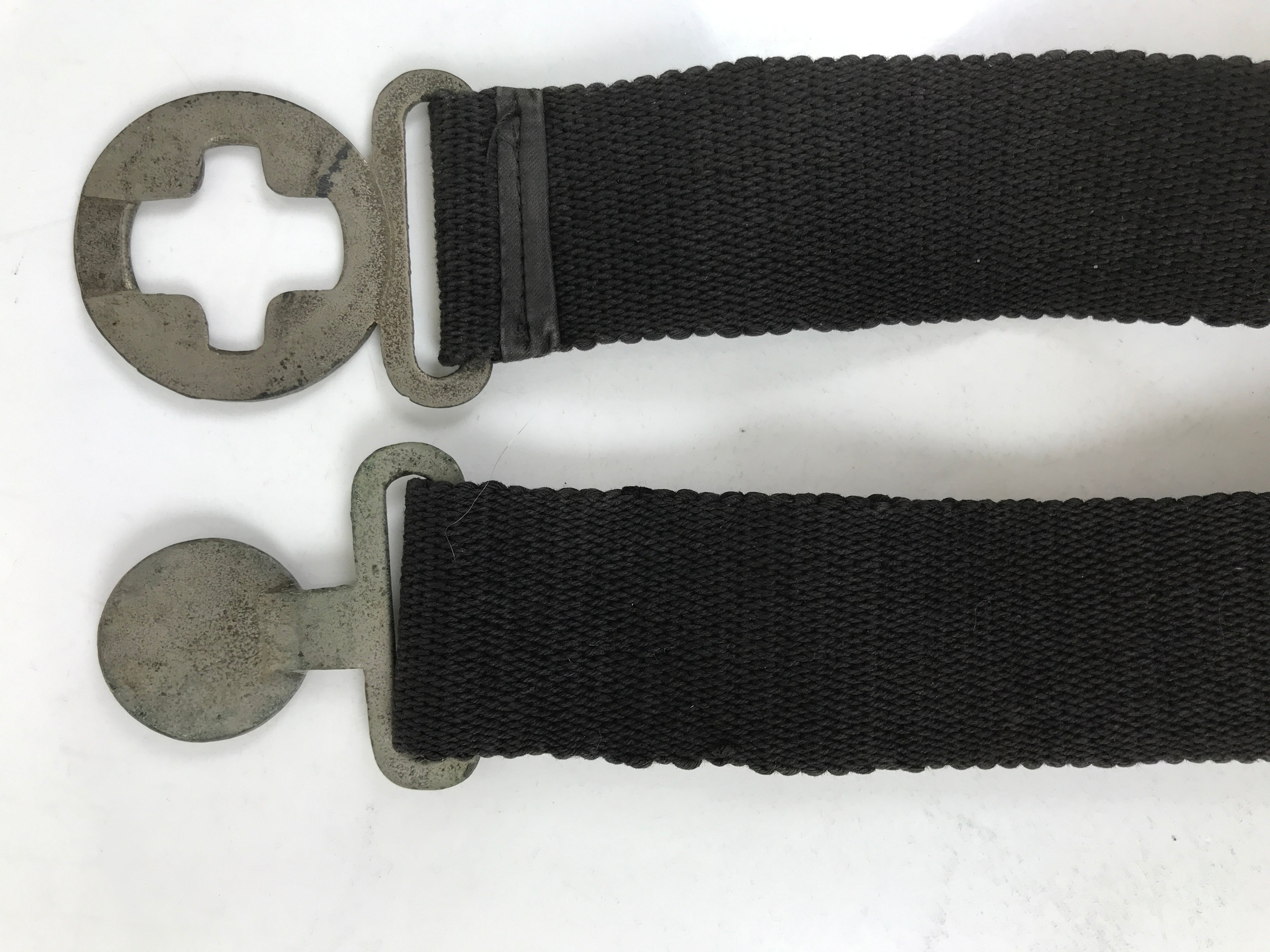 Japanese Firefighter Casual Uniform Belt Vtg Fire Brigade Metal Crest Black MK22