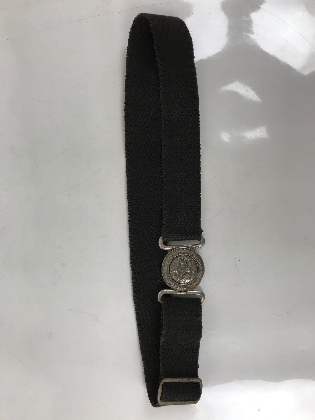 Japanese Firefighter Casual Uniform Belt Vtg Fire Brigade Metal Crest Black MK23