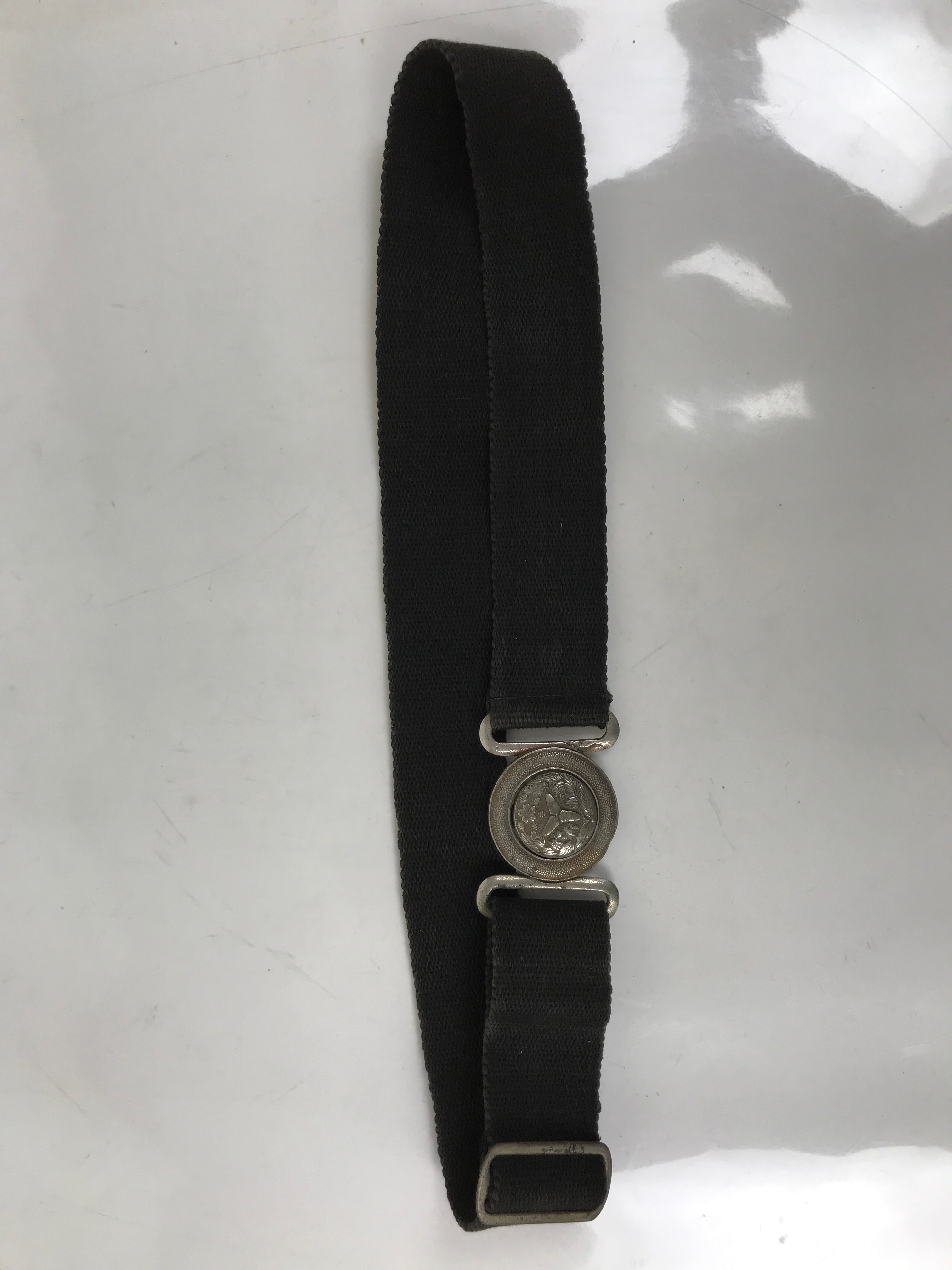 Japanese Firefighter Casual Uniform Belt Vtg Fire Brigade Metal Crest Black MK23