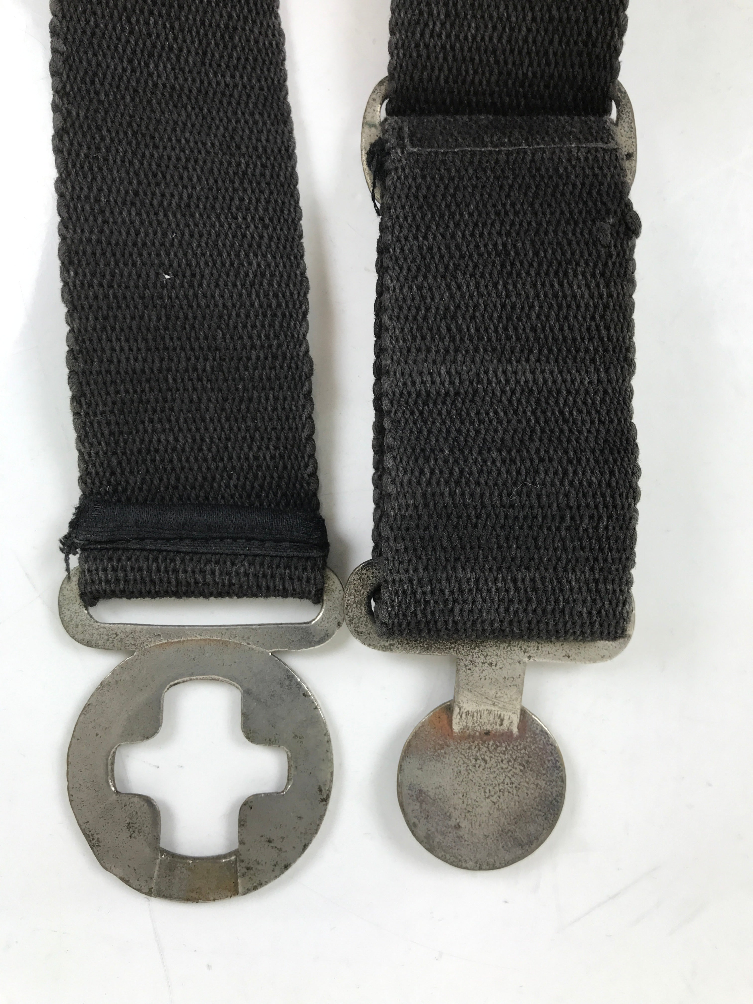 Japanese Firefighter Casual Uniform Belt Vtg Fire Brigade Metal Crest Black MK23