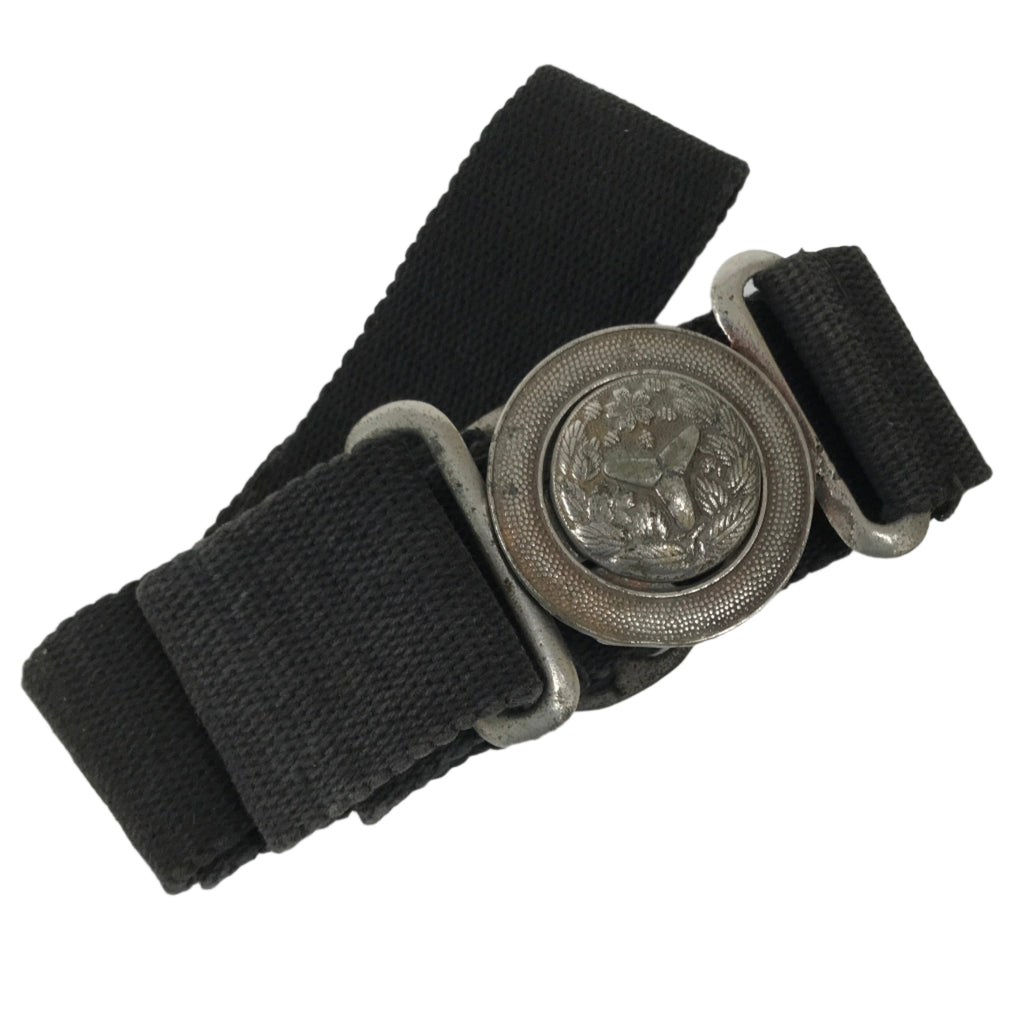 Japanese Firefighter Casual Uniform Belt Vtg Fire Brigade Metal Crest Black MK23