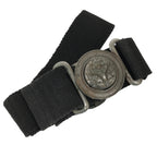 Japanese Firefighter Casual Uniform Belt Vtg Fire Brigade Metal Crest Black MK23