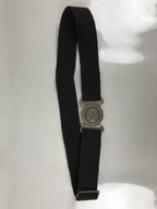 Japanese Firefighter Casual Uniform Belt Vtg Fire Brigade Metal Crest Black MK24