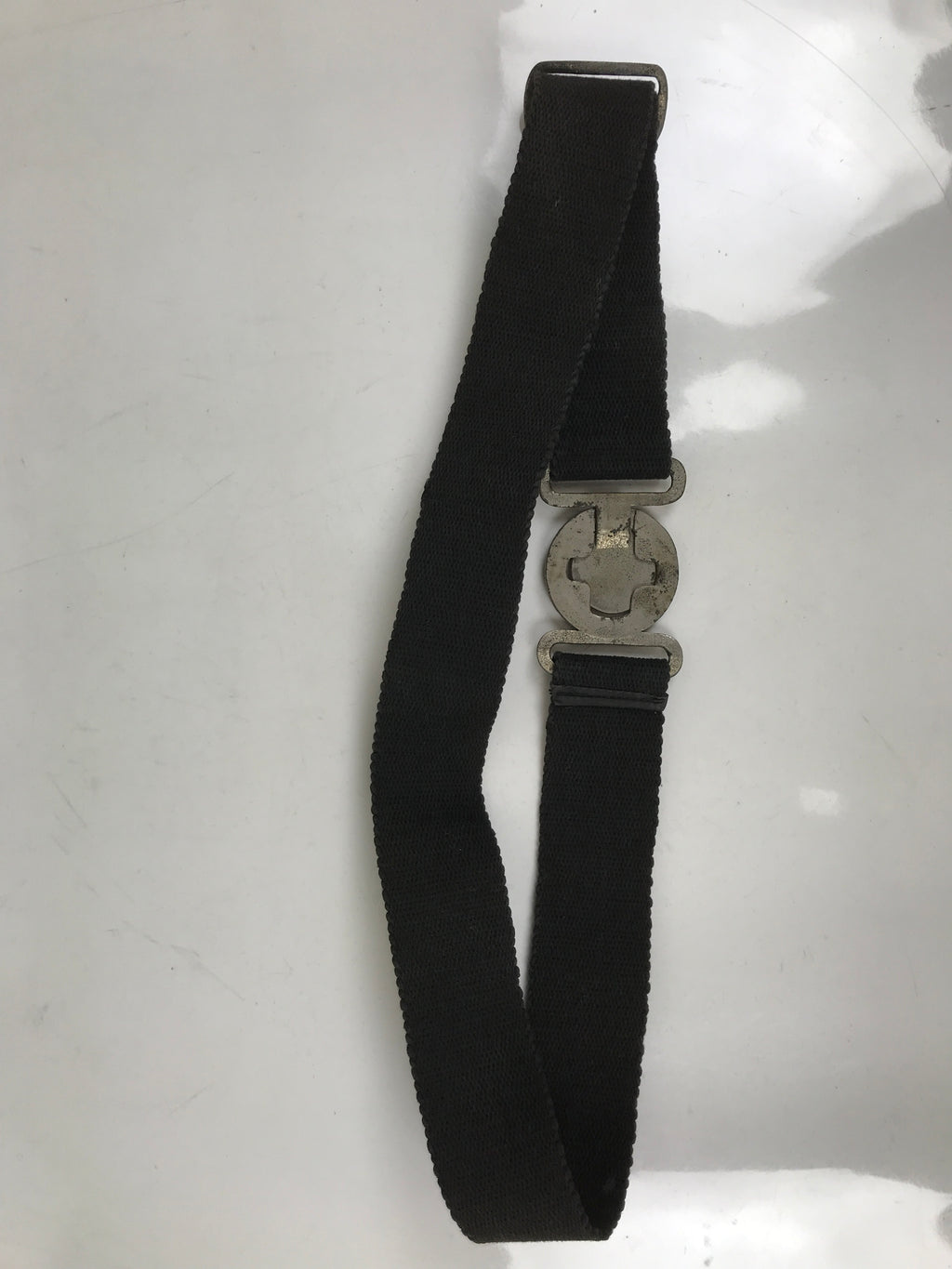 Japanese Firefighter Casual Uniform Belt Vtg Fire Brigade Metal Crest Black MK24