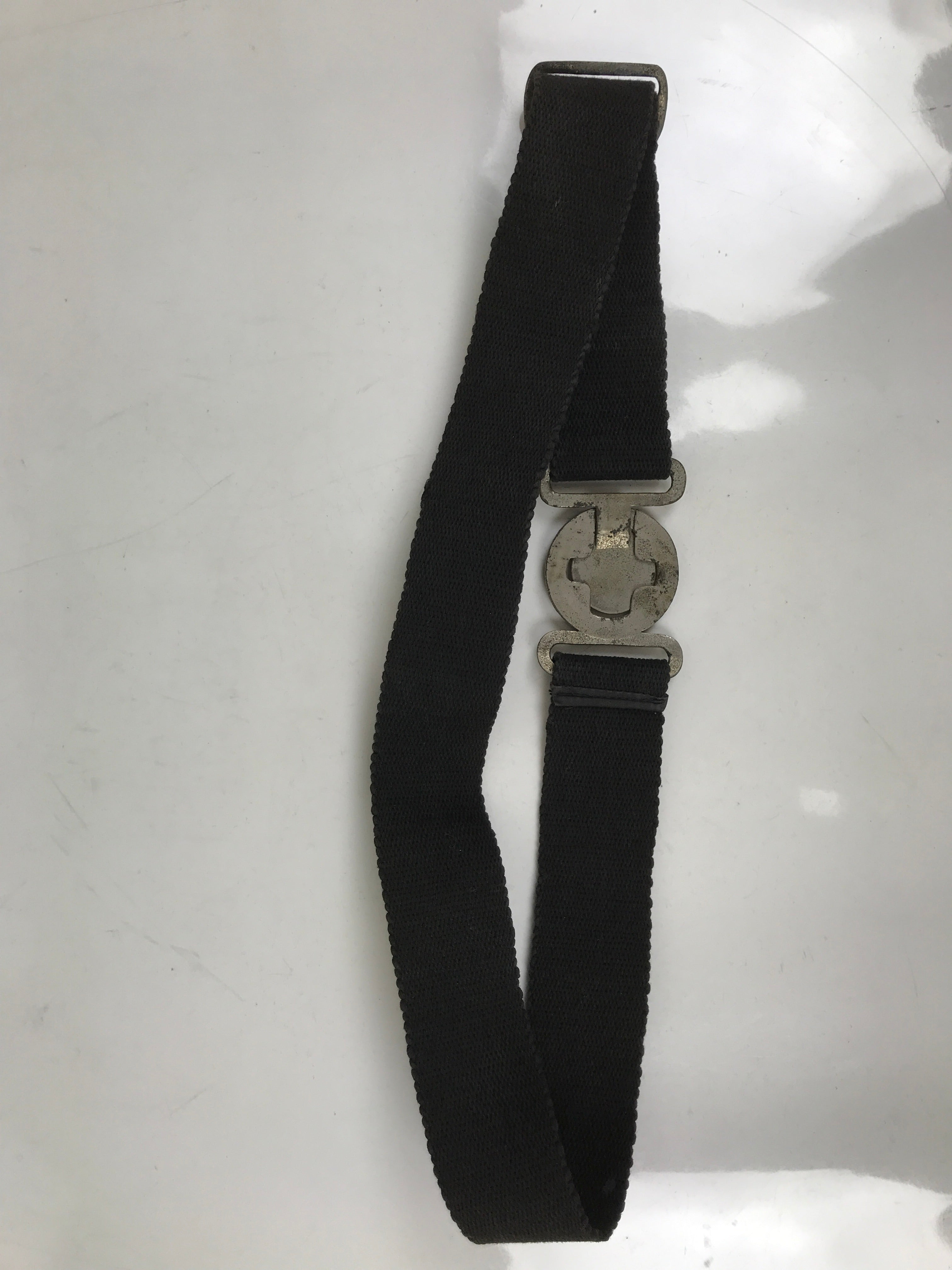 Japanese Firefighter Casual Uniform Belt Vtg Fire Brigade Metal Crest Black MK24